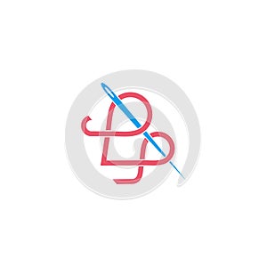 Letter l thread needle simple curve fashion logo vector