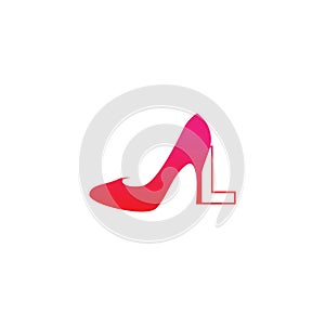 Letter L with Women shoe, high heel logo icon design vector