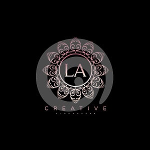 Letter LA Elegant initial logo Lotus vector