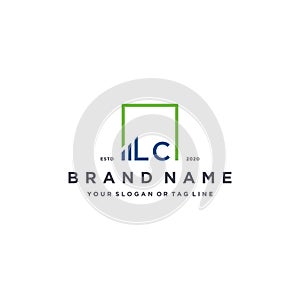 letter LC square logo finance design vector