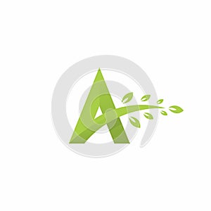 Letter A Leaf Growth Logo Design