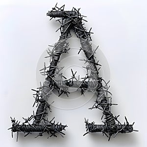 The letter A is like a barbed wire made out of twigs from an evergreen tree