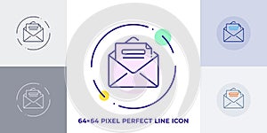 Letter line art vector icon. Outline symbol of email. Message pictogram made of thin stroke