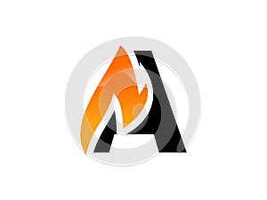 Letter A logo, abstract letter A with fire flames Vector illustration