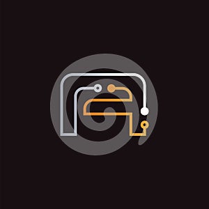 Letter A logo design template, Abstract technology dot connection design