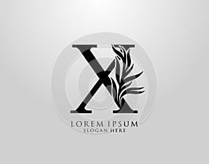 Letter X logo Nature Leaves Logo, alphabetical leaf icon