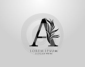 Letter A logo Nature Leaves Logo, alphabetical leaf icon