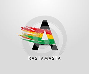 A Letter Logo With Splatter and Rasta Color. Letter A Reggae