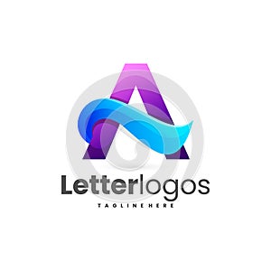 gradient letter A logo combination concept