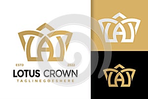 A Letter Lotus Crown Logo Design, brand identity logos vector, modern logo, Logo Designs Vector Illustration Template