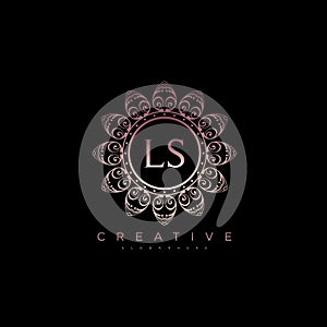 Letter LS Elegant initial logo Lotus vector