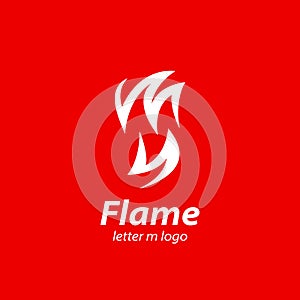 Letter M alphabet logo in flame shape icon vector design