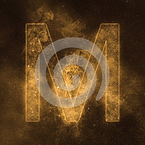 Letter M alphabet symbol. Space Letter, Night Sky Letter.