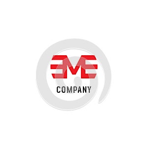 Letter M Alphabetic Logo Design Template, EM Abjad, Flat Simple & Clean, Red, Lettermark Concept, Strong & Bold, Clothing Fashion