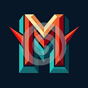 The letter M is creatively crafted using geometric shapes in a modern style design, Letter M logo in a moden style Logo