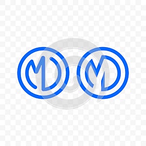 Letter M D ligature monogram vector line circle icon photo