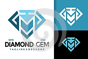 Letter M Diamond Gem Logo vector icon illustration