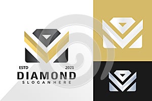 Letter m diamond gems logo and icon design vector concept for template