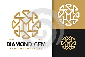 Letter M diamond ornament logo vector icon illustration