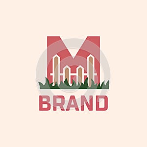 Letter M Fence Logo Design Vector Graphic Icon