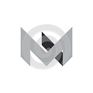 Letter m geometric shadow 3d logo vector photo