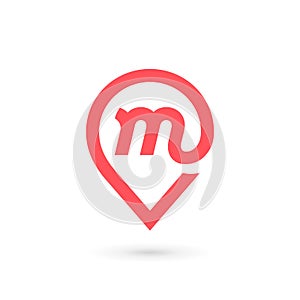 Letter M geotag logo icon design template elements