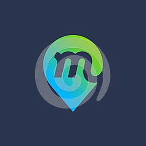 Letter M geotag logo icon design template elements