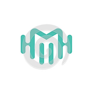 Letter M H with logo design music sound sound electronic audio inspiration template