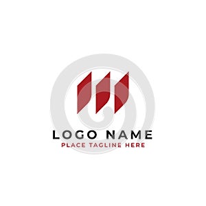 Letter m initial logo template. three shape lined up vector design