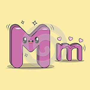 Letter M kawaii style
