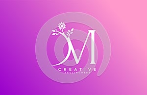 Letter M Linked Fancy Logogram Flower Logotype