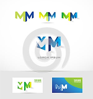 Letter M logo 3d icon set