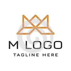 Letter M logo design and king`s crown, premium vector
