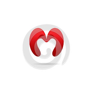Letter M logo design template in red colors. Vector logotype.