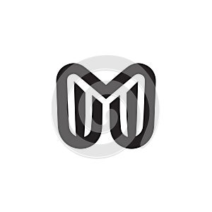 Letter M logo monogram, overlapping line mark MM initials combination symbol mockup