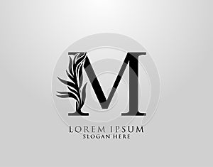 Letter M logo Nature Leaves Logo, alphabetical leaf icon