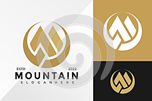 Letter M Mountain Outdoor Logo Design Vector illustration template