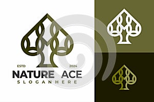 Letter M Nature Ace Spades logo design vector symbol icon illustration