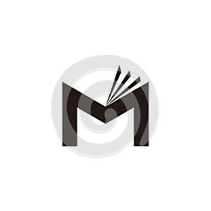 Letter m open book motion simple geometric logo vector