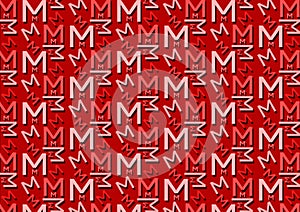 Letter M pattern in different colored red shades for wallpaper