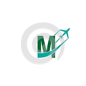 Letter M with plane logo icon design vector
