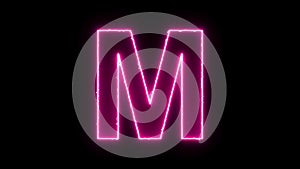 Letter M reveal neon electric glowing motion wipes to center