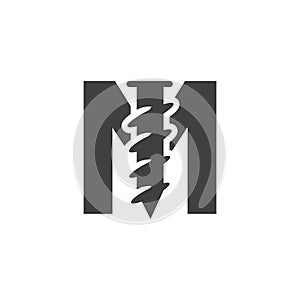 Letter M Screw Logo Template For Construction Ironmonger Symbol Design
