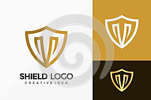 Letter M Shield Logo Vector Design. Abstract emblem, designs concept, logos, logotype element for template