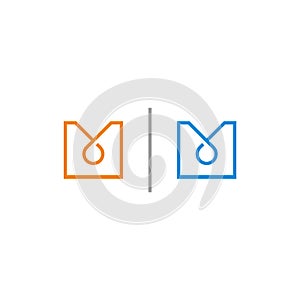 Letter m simple infinity line concept logo vector