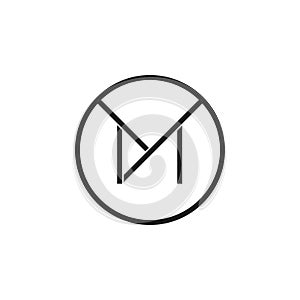 Letter m simple line circle logo vector
