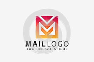 Letter M Square Mail Colorful Logo Design Vector IllustrationLetter M Square Mail Colorful Logo Design Vector Illustration