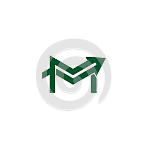 letter m stripes arrow chart logo vector