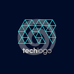 Letter M Triangle Polygon Tech Logo