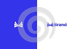 Letter M or W Bat Bird Logo